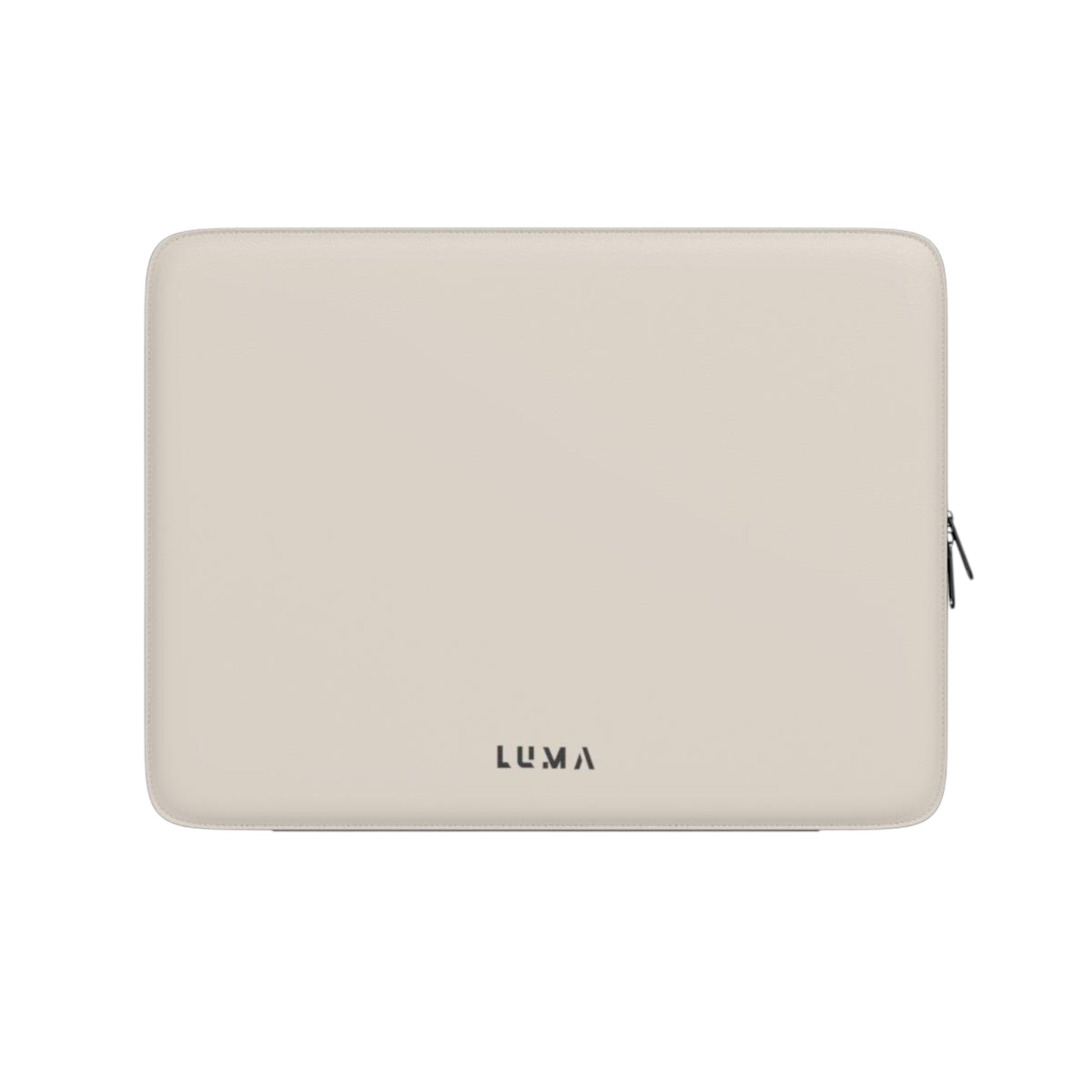 Premium Warm Sand vegan leather laptop sleeve – front view