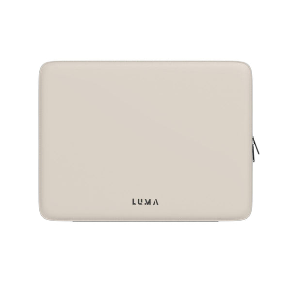 Premium Warm Sand vegan leather laptop sleeve – front view